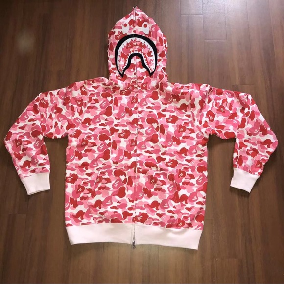 pink bape hoodie shark